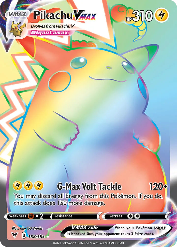 Front of Pikachu VMAX 188, Sword & Shield—Vivid Voltage English
