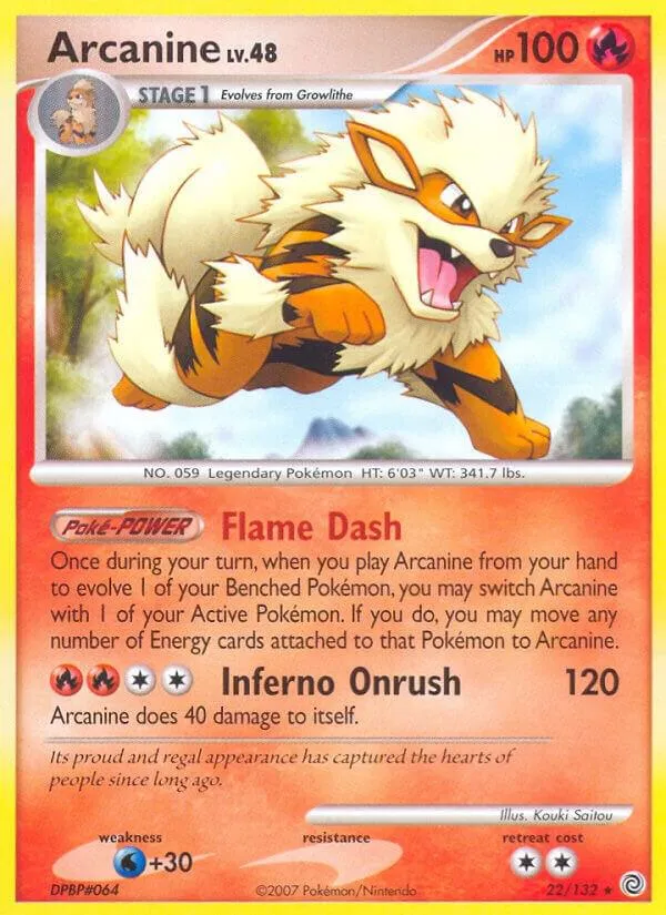 Diamond & Pearl—Secret Wonders 영어판 Arcanine 22 카드 앞면
