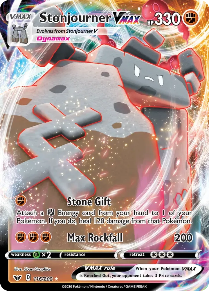Sword & Shield 영어판 Stonjourner VMAX 116 카드 앞면