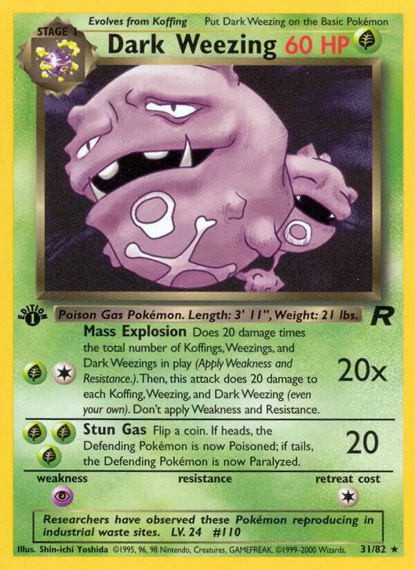 Team Rocket 영어판 Dark Weezing 31 카드 앞면