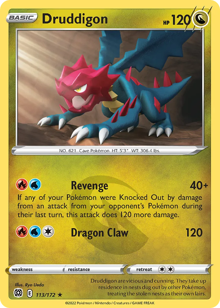 Front of Druddigon 113, Sword & Shield—Brilliant Stars English