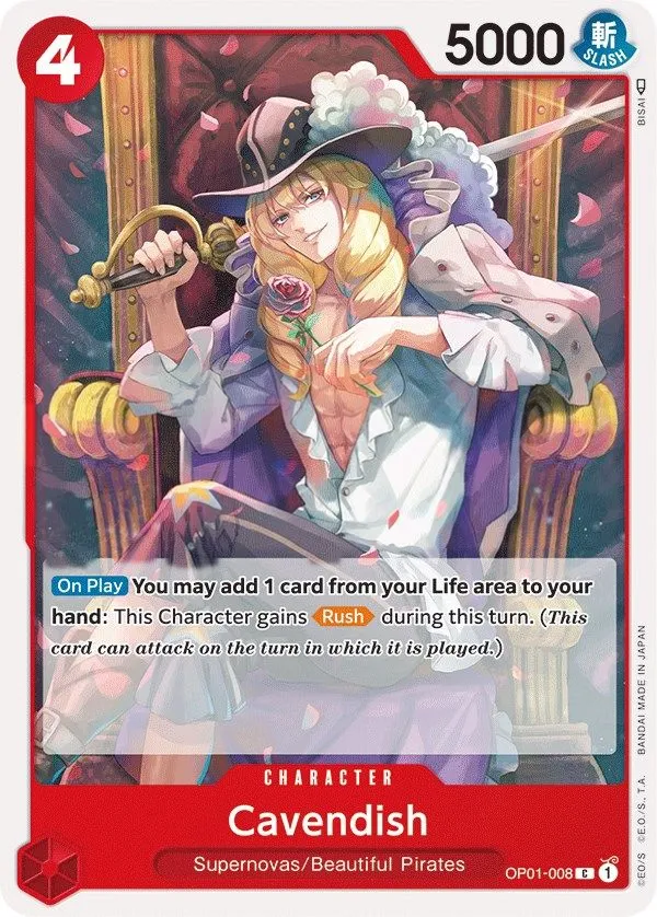 Romance Dawn 영어판 Cavendish OP01-008 카드 앞면