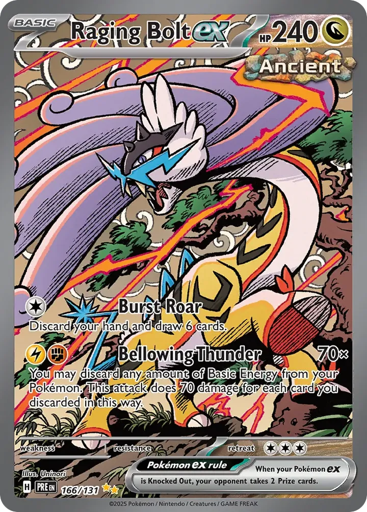 Scarlet & Violet—Prismatic Evolutions 영어판 Raging Bolt ex 166 카드 앞면