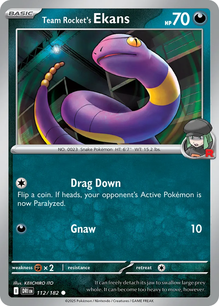 Scarlet & Violet—Destined Rivals 英語版 Team Rocket's Ekans 112 カード表面