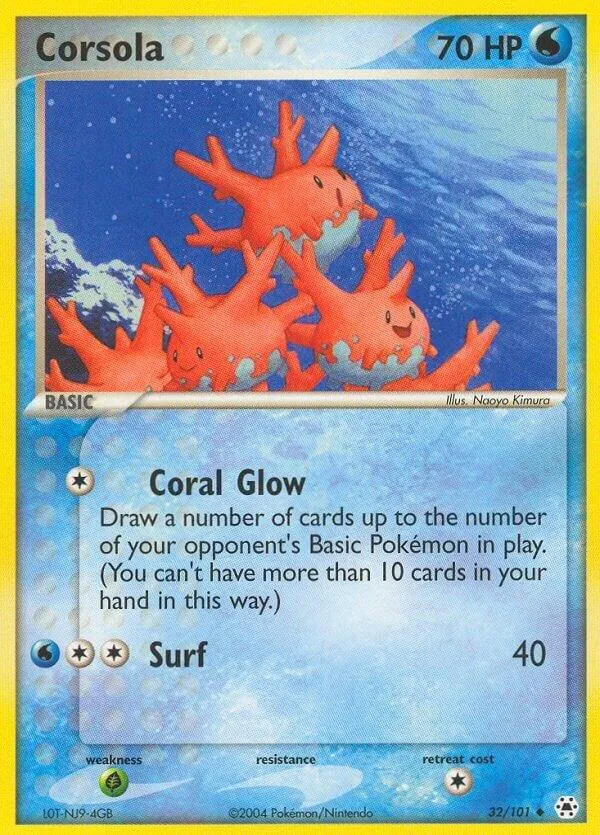 EX Hidden Legends 영어판 Corsola 32 카드 앞면