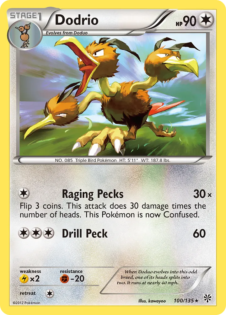 Front of Dodrio 100, Black & White—Plasma Storm English
