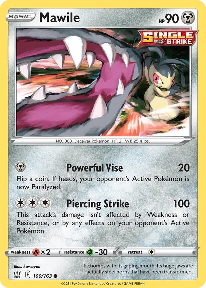 Sword & Shield—Battle Styles 영어판 Mawile 100 카드 앞면
