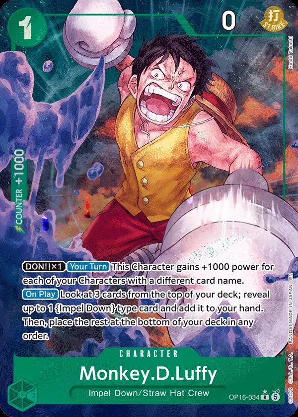 The Time of Battle 英語版 Monkey.D.Luffy OP16-034 · パラレル カード表面