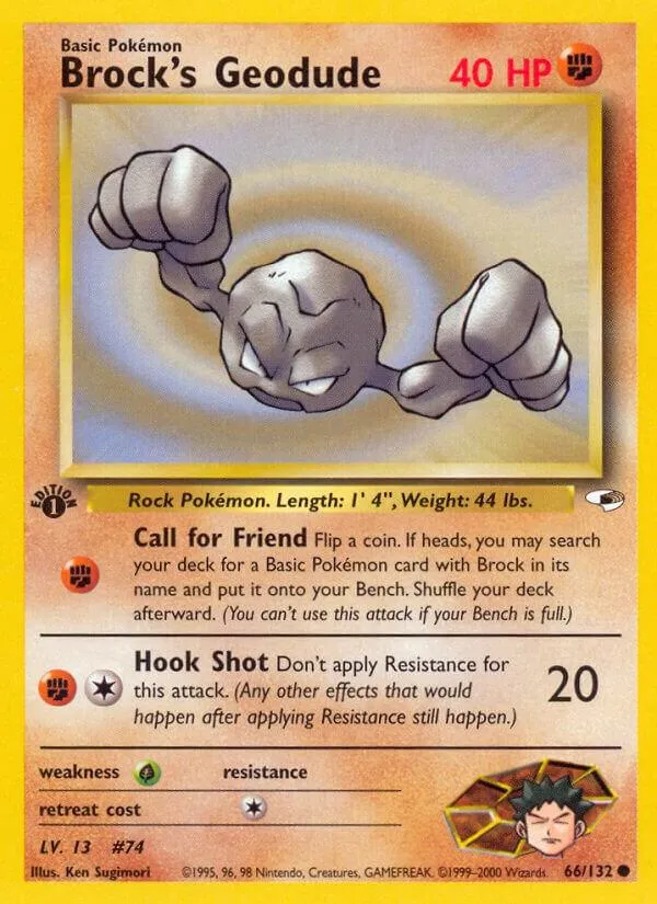 Gym Heroes 영어판 Brock's Geodude 66 카드 앞면