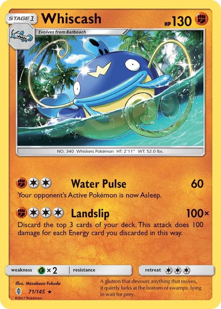 Sun & Moon—Guardians Rising 영어판 Whiscash 71 카드 앞면