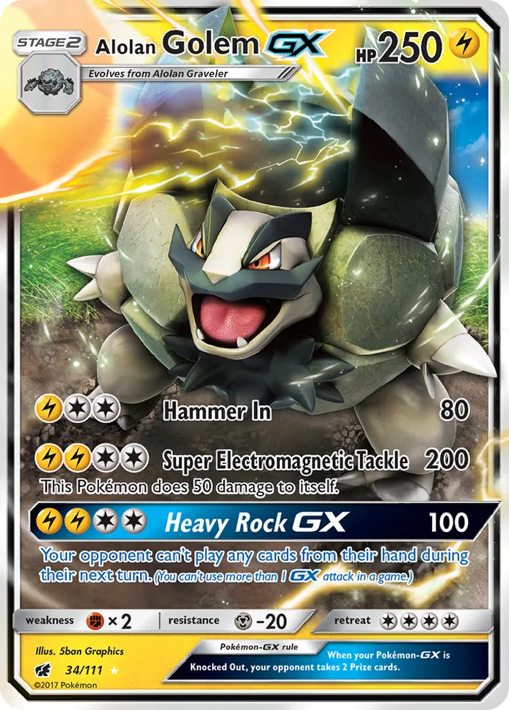 Sun & Moon—Crimson Invasion 英語版 Alolan Golem-GX 34 カード表面