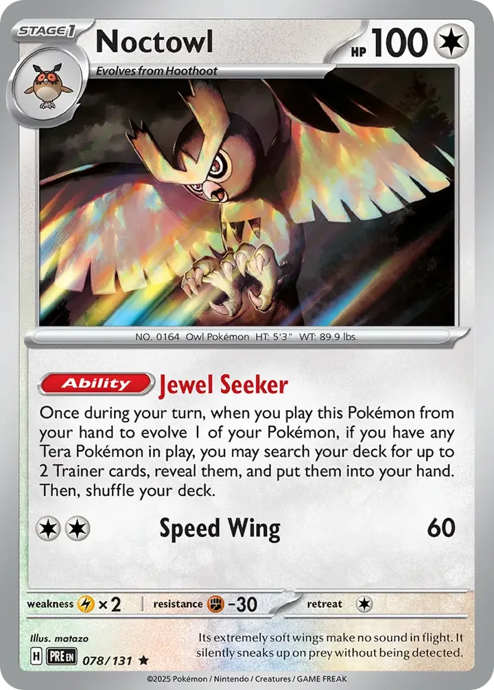 Scarlet & Violet—Prismatic Evolutions 영어판 Noctowl 78 카드 앞면