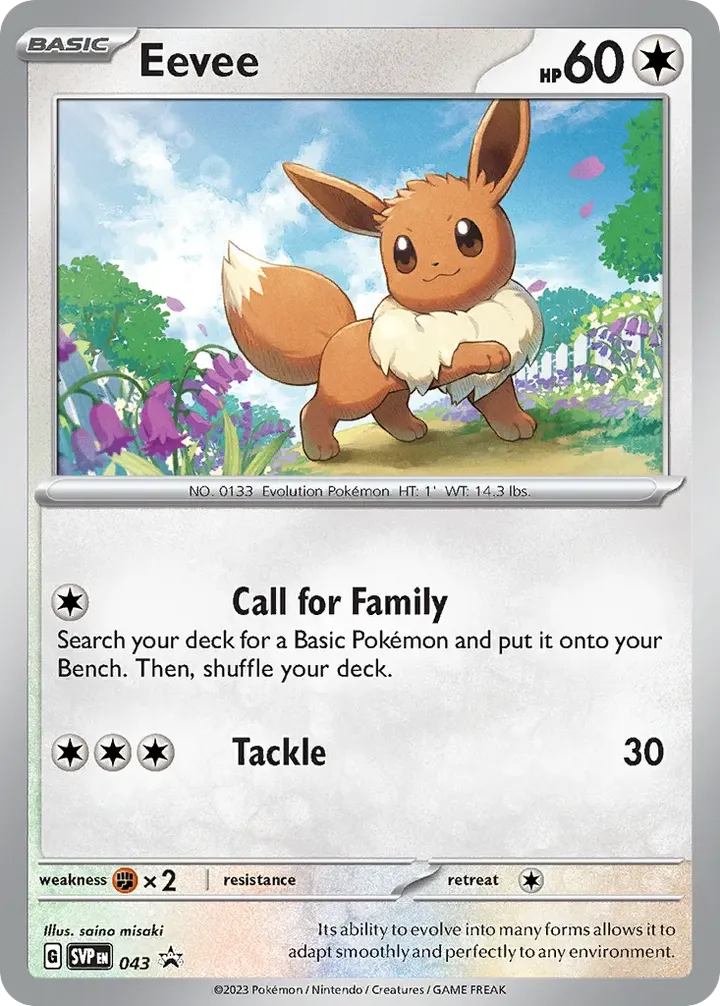 Front of Eevee 43, SVP Black Star Promos English