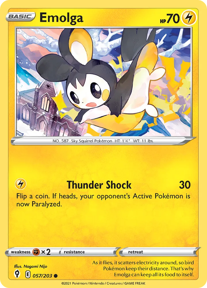 Sword & Shield—Evolving Skies 영어판 Emolga 57 카드 앞면