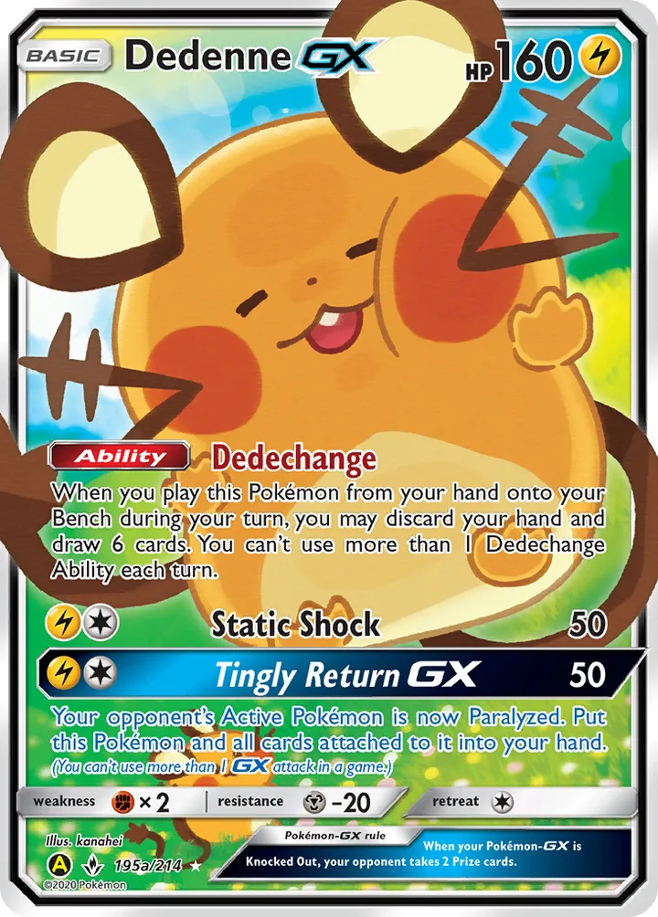Sun & Moon—Unbroken Bonds 英語版 Dedenne-GX 195a カード表面