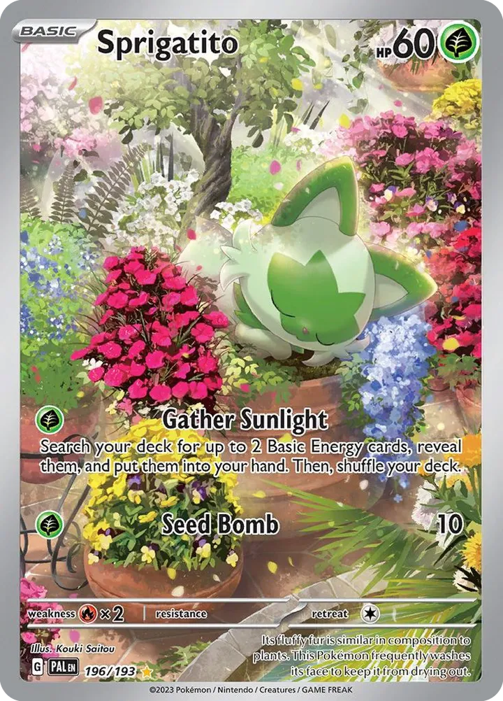 Scarlet & Violet—Paldea Evolved 영어판 Sprigatito 196 카드 앞면
