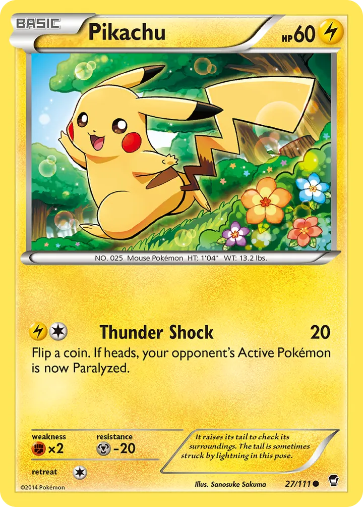 XY—Furious Fists 영어판 Pikachu 27 카드 앞면