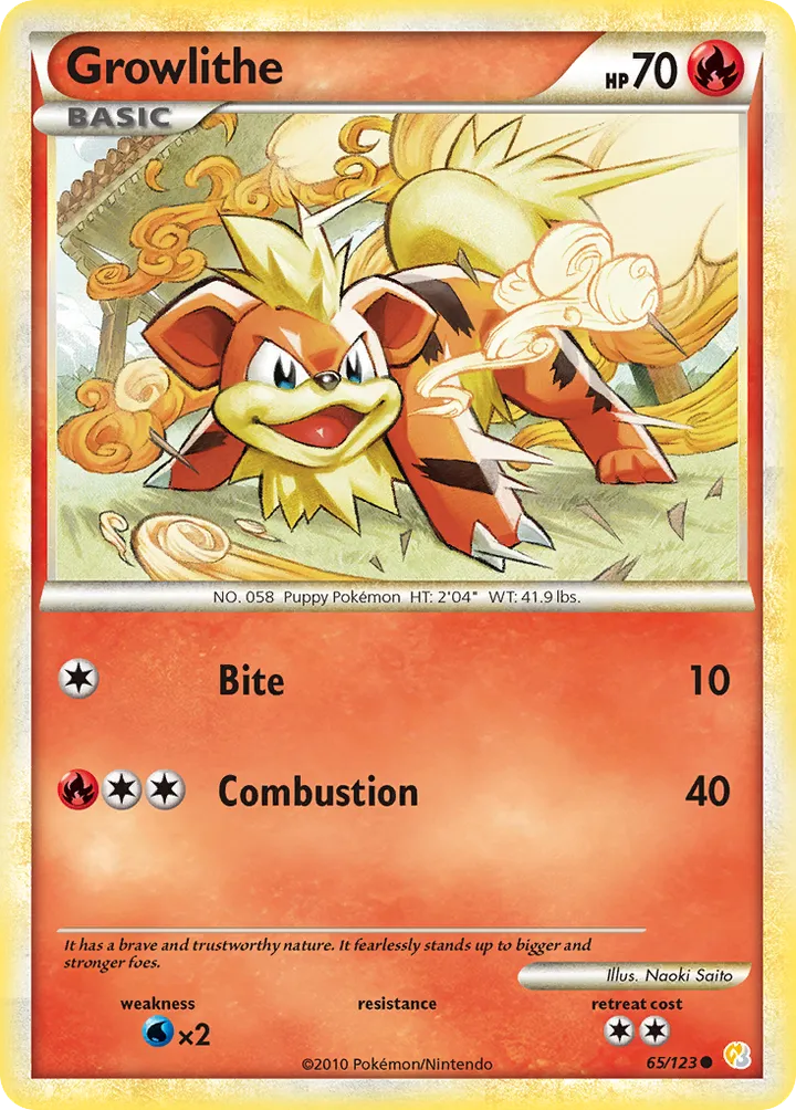 HeartGold & SoulSilver 영어판 Growlithe 65 카드 앞면