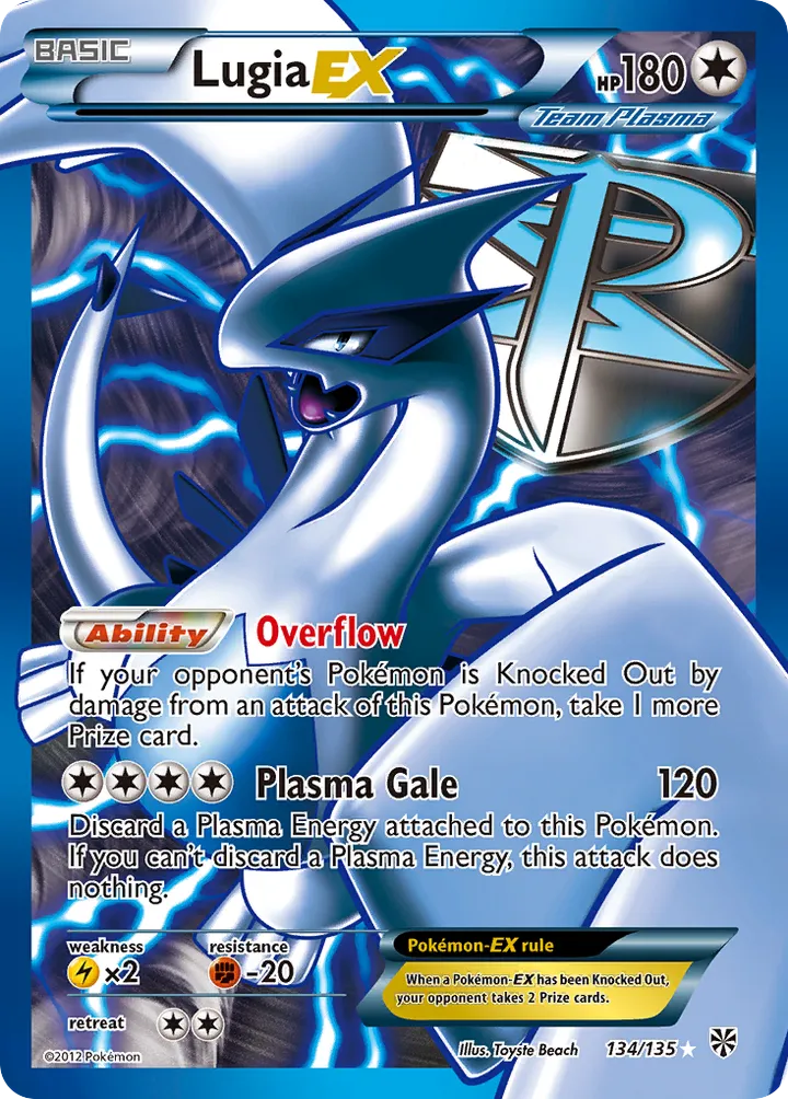 Black & White—Plasma Storm 영어판 Lugia-EX 134 카드 앞면