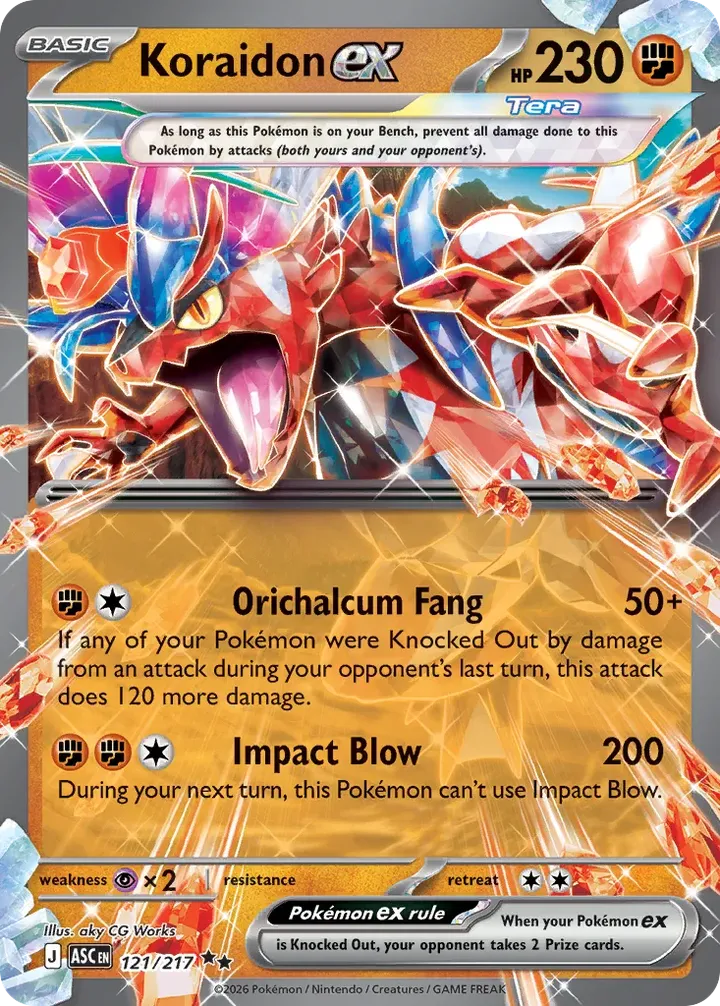 Mega Evolution—Ascended Heroes 英語版 Koraidon ex 121 カード表面