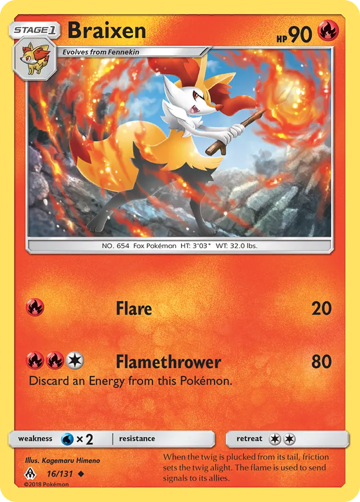 Sun & Moon—Forbidden Light 英語版 Braixen 16 カード表面