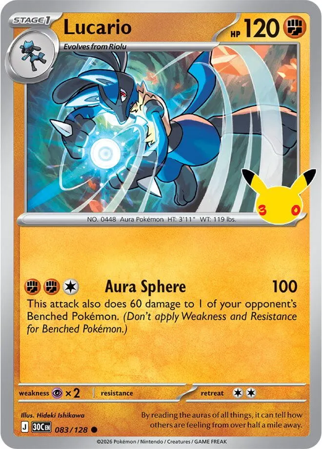 Pokémon TCG: 30th Celebration 英語版 Lucario 83 カード表面