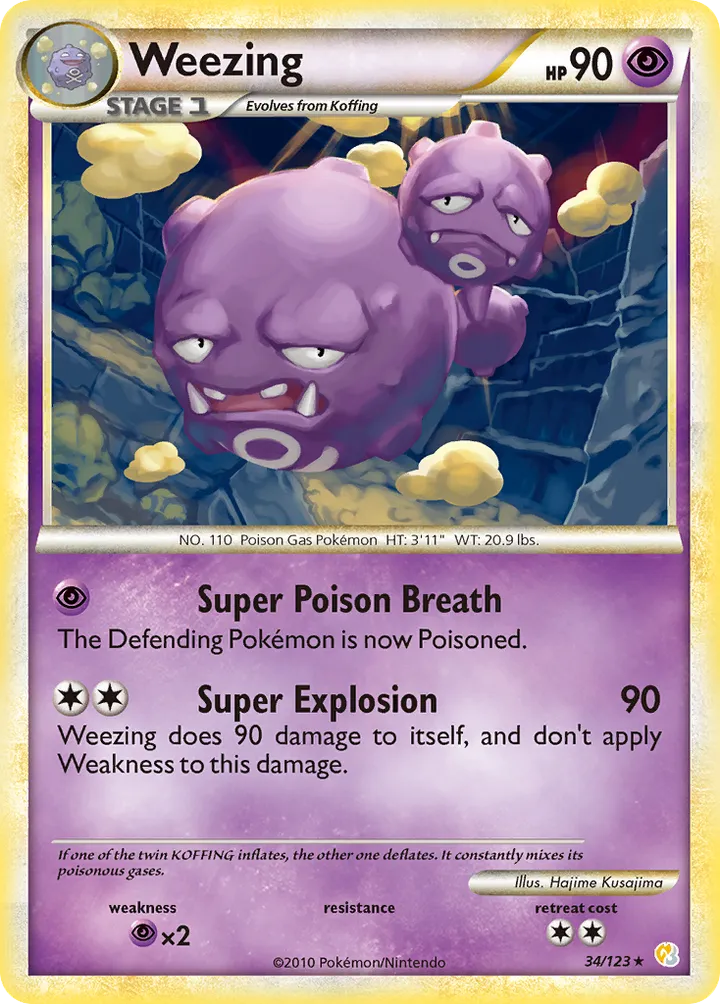HeartGold & SoulSilver 英語版 Weezing 34 カード表面
