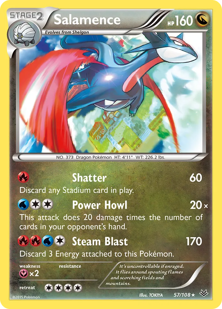 XY—Roaring Skies 英語版 Salamence 57 カード表面