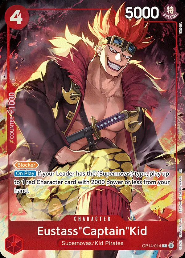 The Azure Sea's Seven 영어판 Eustass"Captain"Kid OP14-014 · 패럴렐 카드 앞면