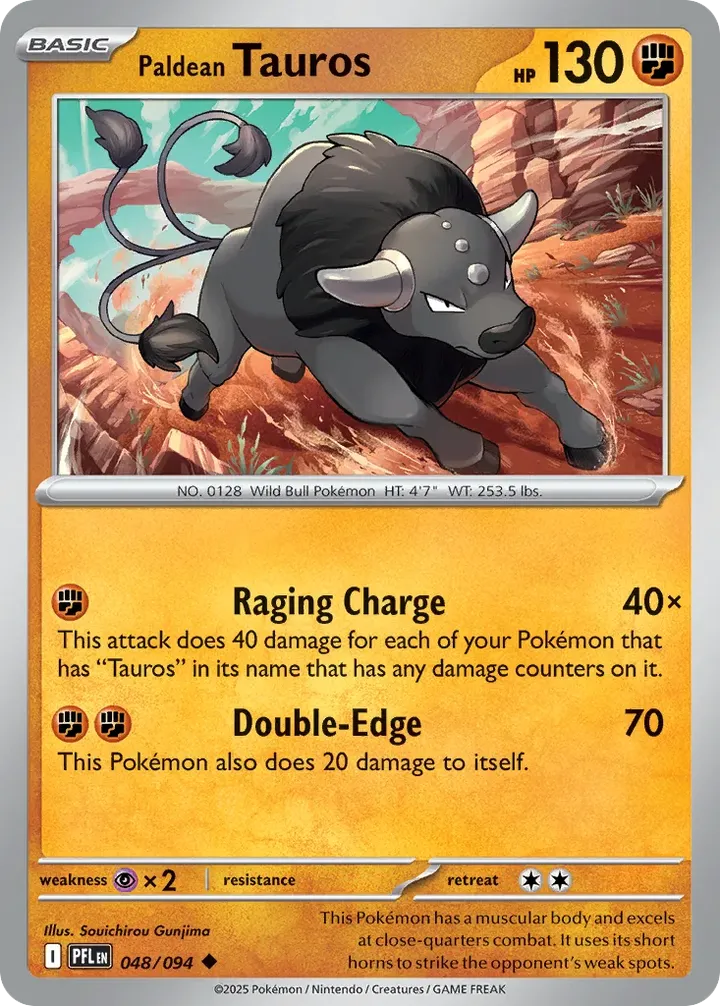 Mega Evolution—Phantasmal Flames 英語版 Paldean Tauros 48 カード表面
