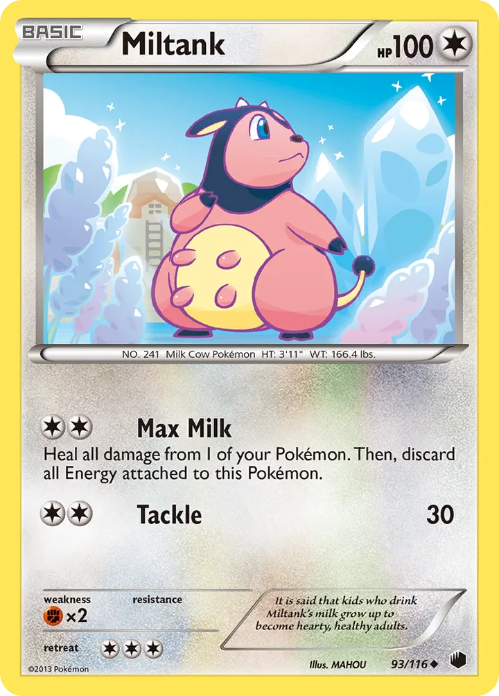 Black & White—Plasma Freeze 영어판 Miltank 93 카드 앞면