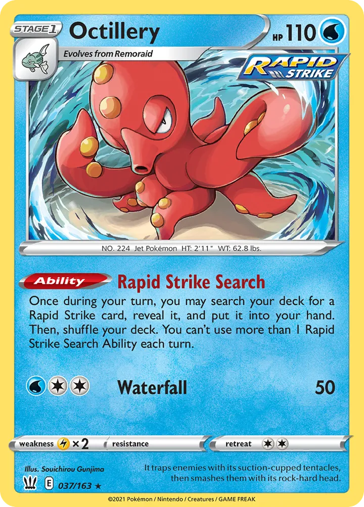 Sword & Shield—Battle Styles 영어판 Octillery 37 카드 앞면