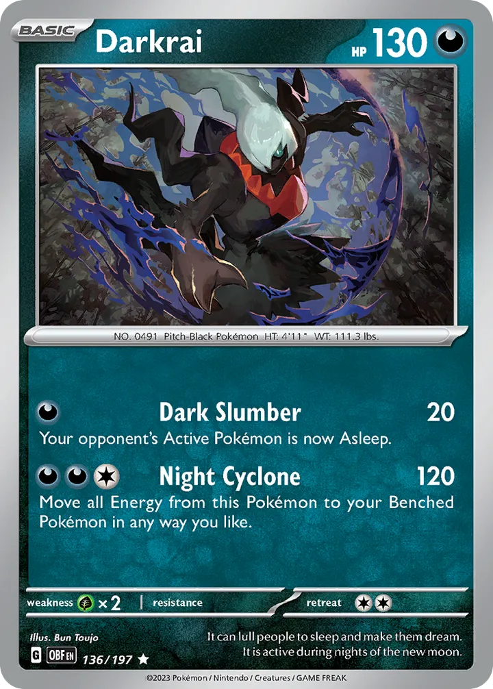 Scarlet & Violet—Obsidian Flames 영어판 Darkrai 136 카드 앞면