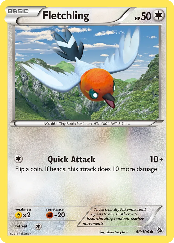 XY—Flashfire 영어판 Fletchling 86 카드 앞면