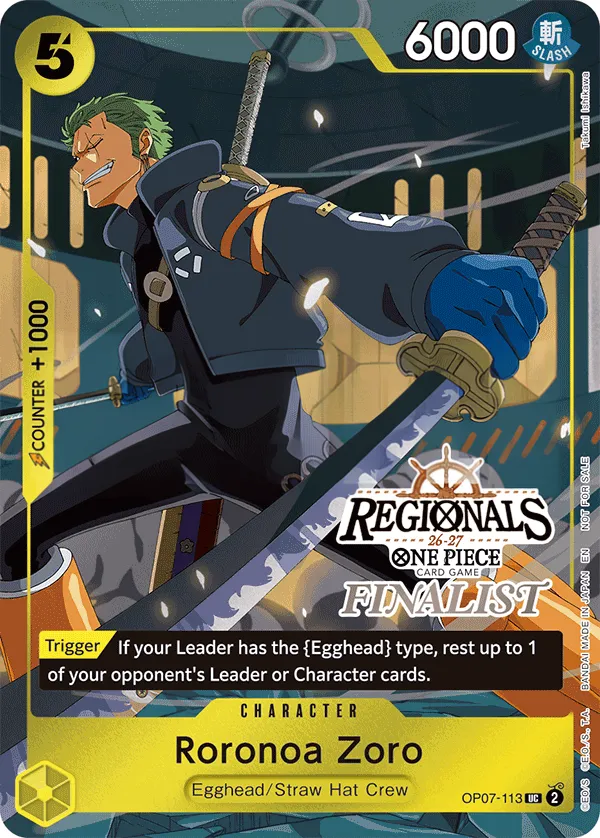 500 Years in the Future 英語版 Roronoa Zoro OP07-113 · リージョナル ファイナリスト カード表面
