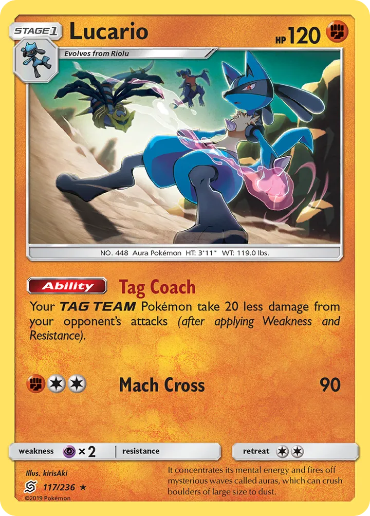 Front of Lucario 117, Sun & Moon—Unified Minds English
