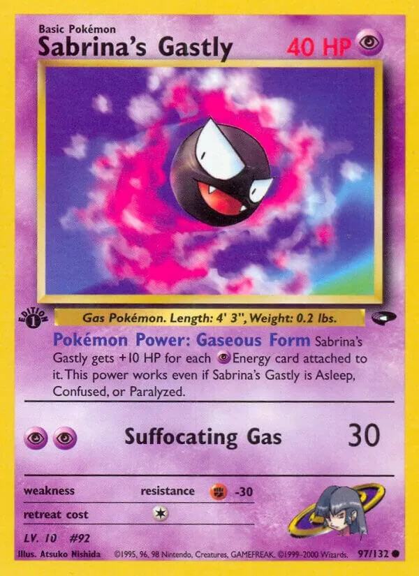Gym Challenge 영어판 Sabrina's Gastly 97 카드 앞면
