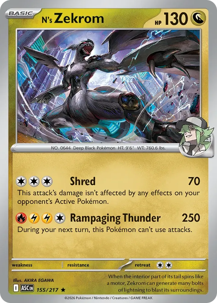 Mega Evolution—Ascended Heroes 영어판 N's Zekrom 155 카드 앞면