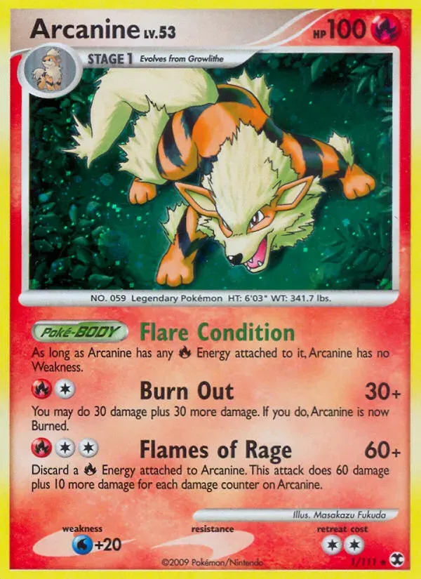 Platinum—Rising Rivals 영어판 Arcanine 1 카드 앞면