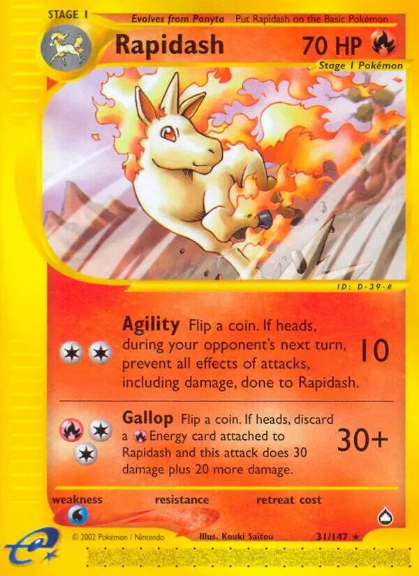 Aquapolis 영어판 Rapidash 31 카드 앞면