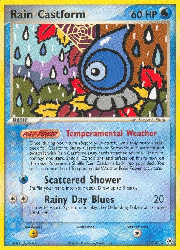 EX Hidden Legends 영어판 Rain Castform 23 카드 앞면