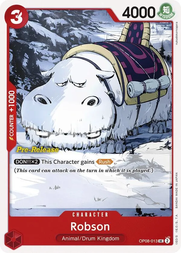 Front of Robson OP08-013 · Pre-Release, Two Legends English