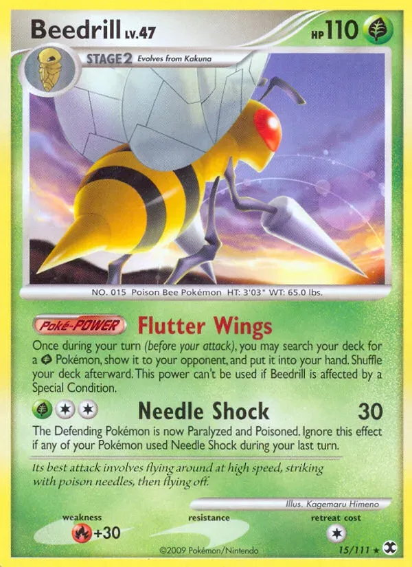 Platinum—Rising Rivals 영어판 Beedrill 15 카드 앞면