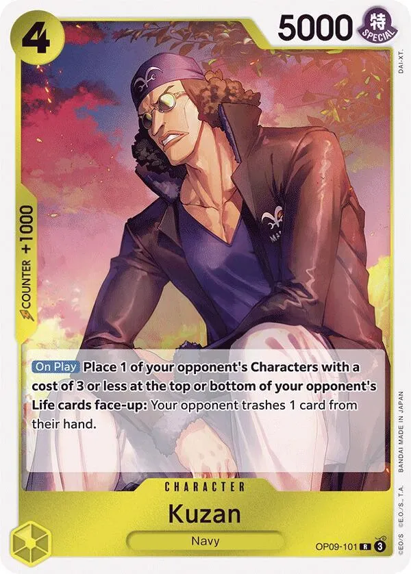 Emperors in the New World 영어판 Kuzan OP09-101 카드 앞면