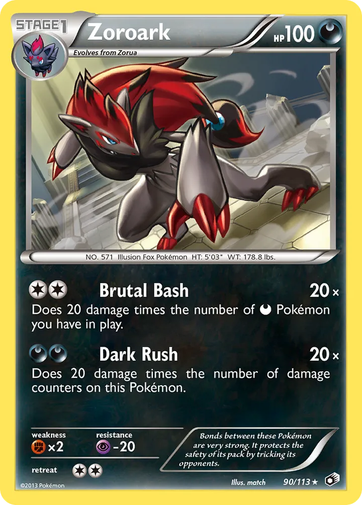 Black & White—Legendary Treasures 영어판 Zoroark 90 카드 앞면