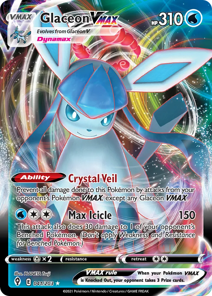 Sword & Shield—Evolving Skies 영어판 Glaceon VMAX 41 카드 앞면