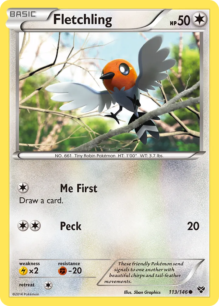 XY 영어판 Fletchling 113 카드 앞면