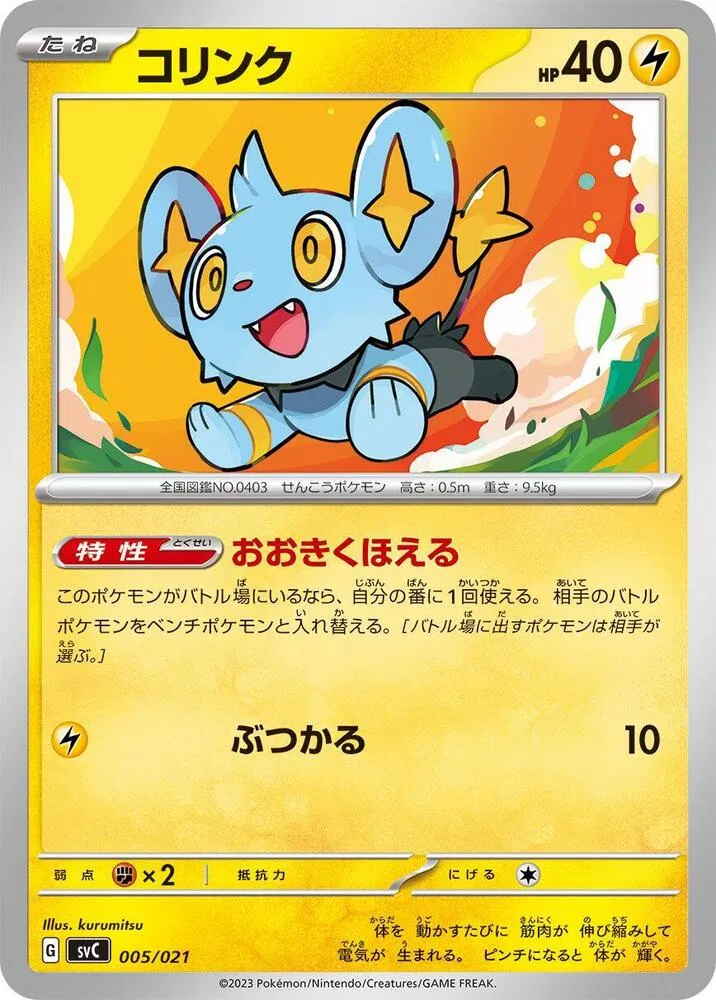 スターターセットex ピカチュウex&パーモット 일본판 コリンク 5 카드 앞면