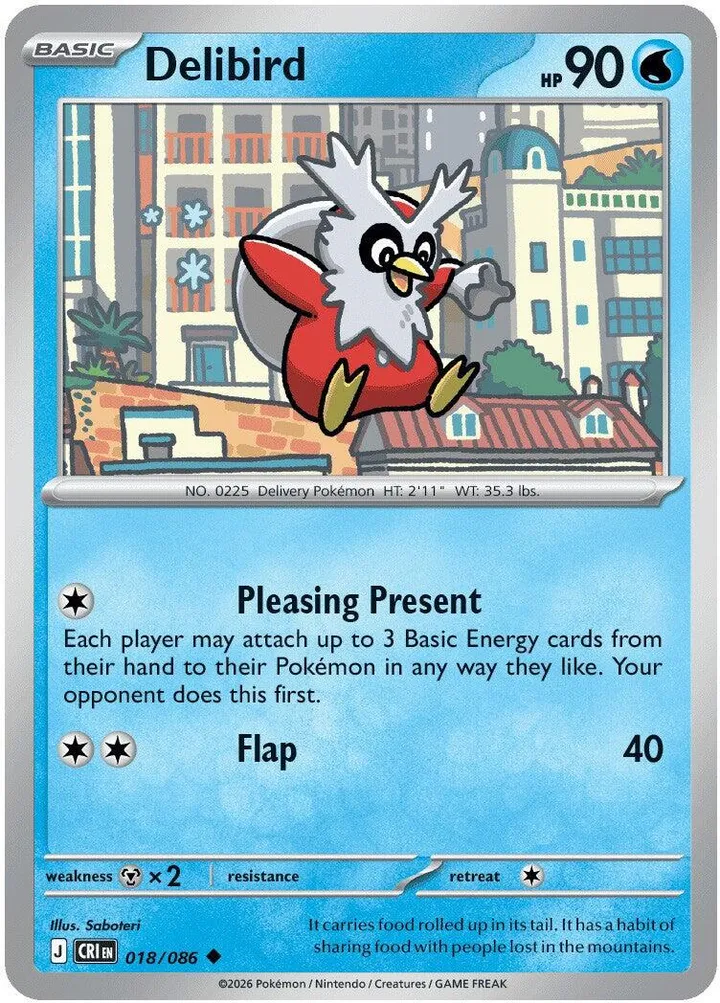 Mega Evolution—Chaos Rising 英語版 Delibird 18 カード表面