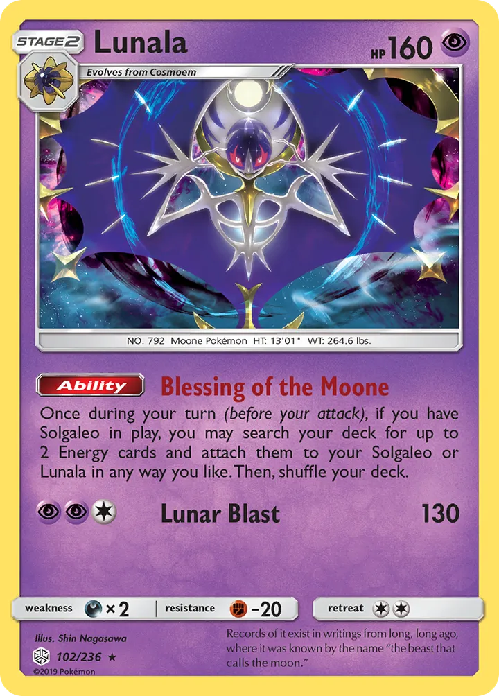 Sun & Moon—Cosmic Eclipse 英語版 Lunala 102 カード表面